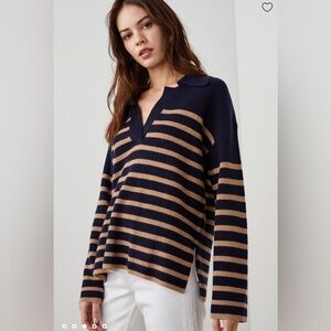 Rails Harris Camel Navy Striped Sweater Size XS